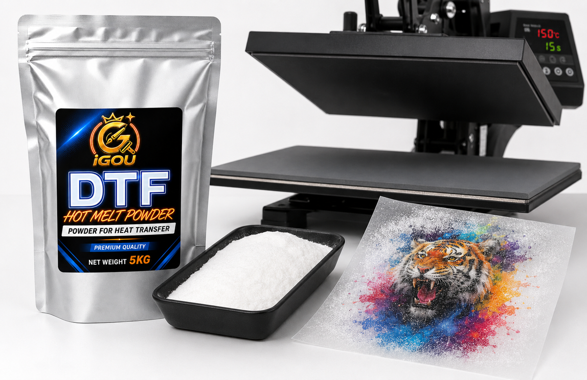 Premium DTF Powder 5KG (11 LBS) - White Hot Melt Adhesive TPU Powder for DTF Printers & Heat Transfer Film - High Stretch, Soft Hand Feel & Washable