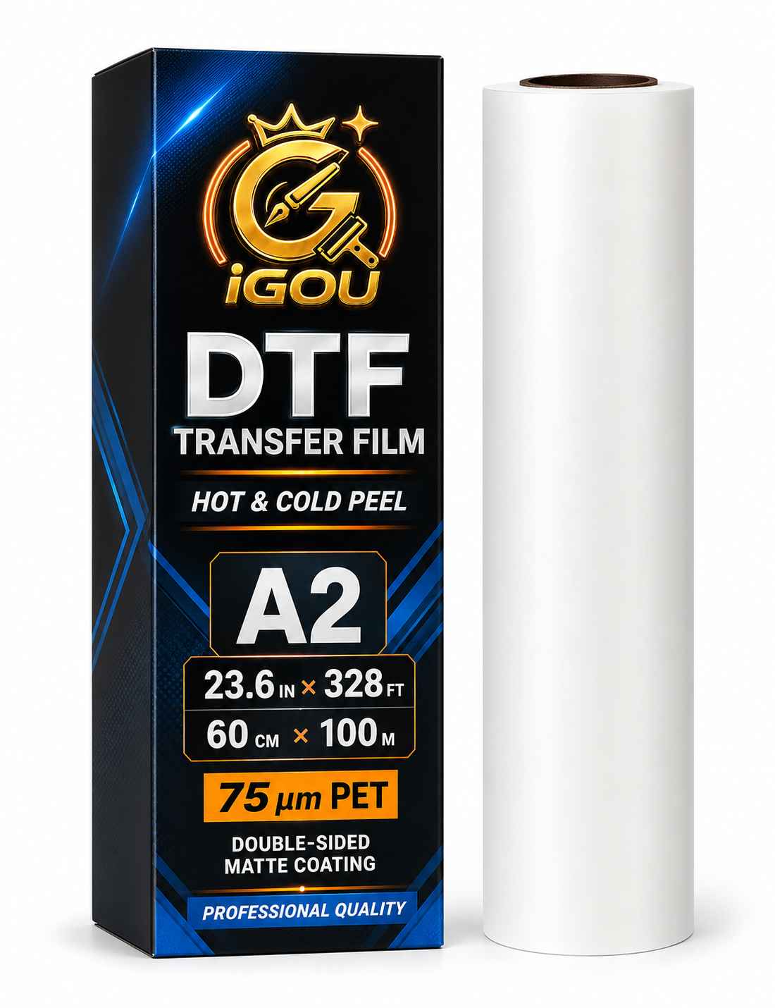 Premium DTF Transfer Film - Double Sided Matte PET Film for Direct Transfer Film Printing - Clear Print, High Ink Absorption & Easy Peel (A3 / A4 / 24" Roll)