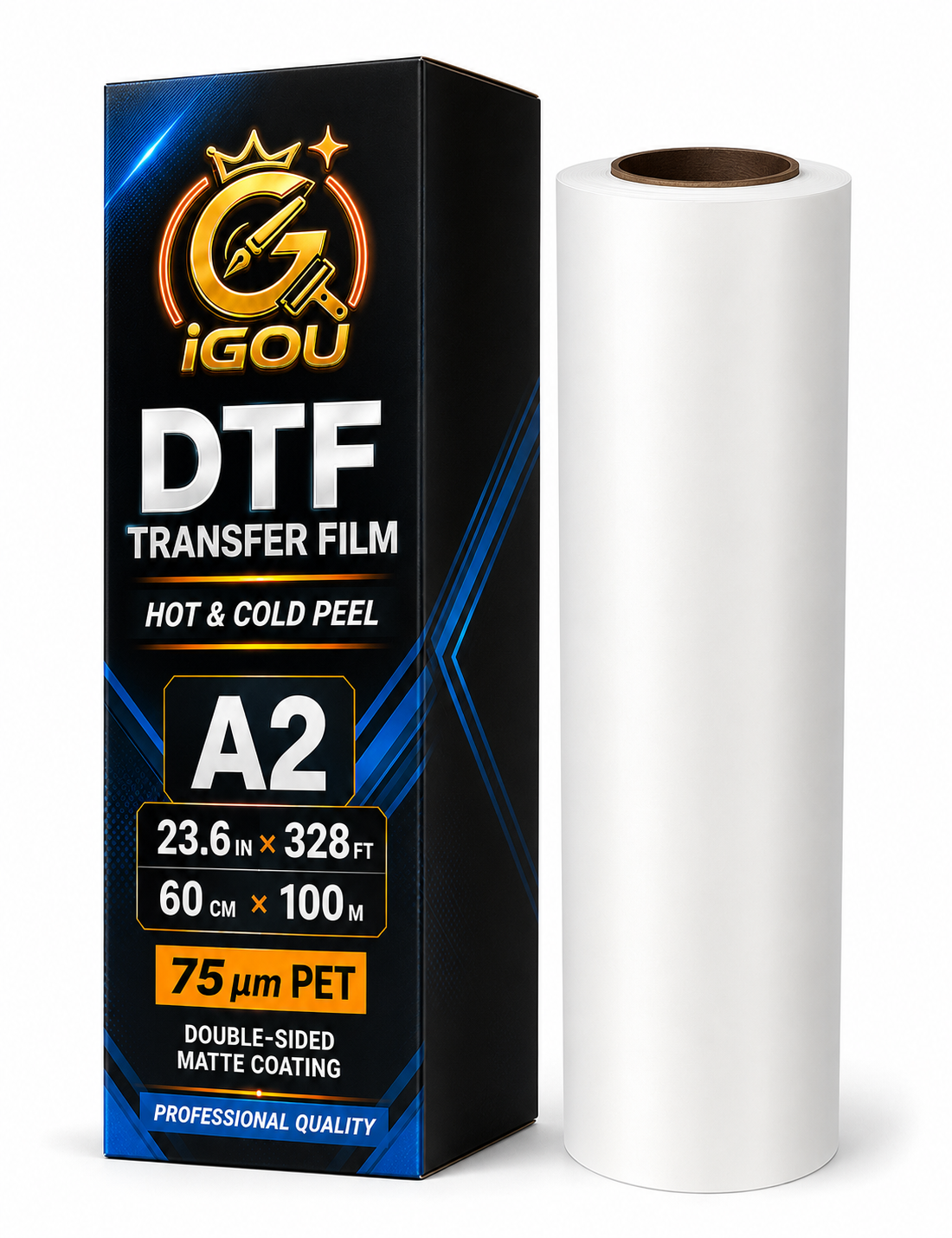 Premium DTF Transfer Film - Double Sided Matte PET Film for Direct Transfer Film Printing - Clear Print, High Ink Absorption & Easy Peel (A3 / A4 / 24" Roll)