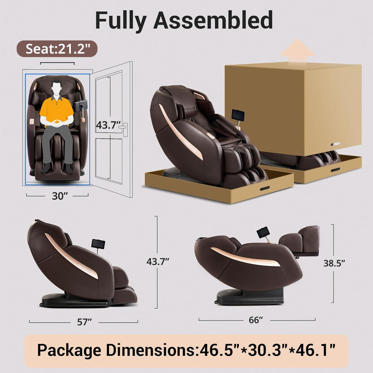 Massage Chair Full Body, Zero Gravity SL Track Heavy Duty Massage Recliner Chair with Heat, 12 Auto Modes for Home, M1612 Brown