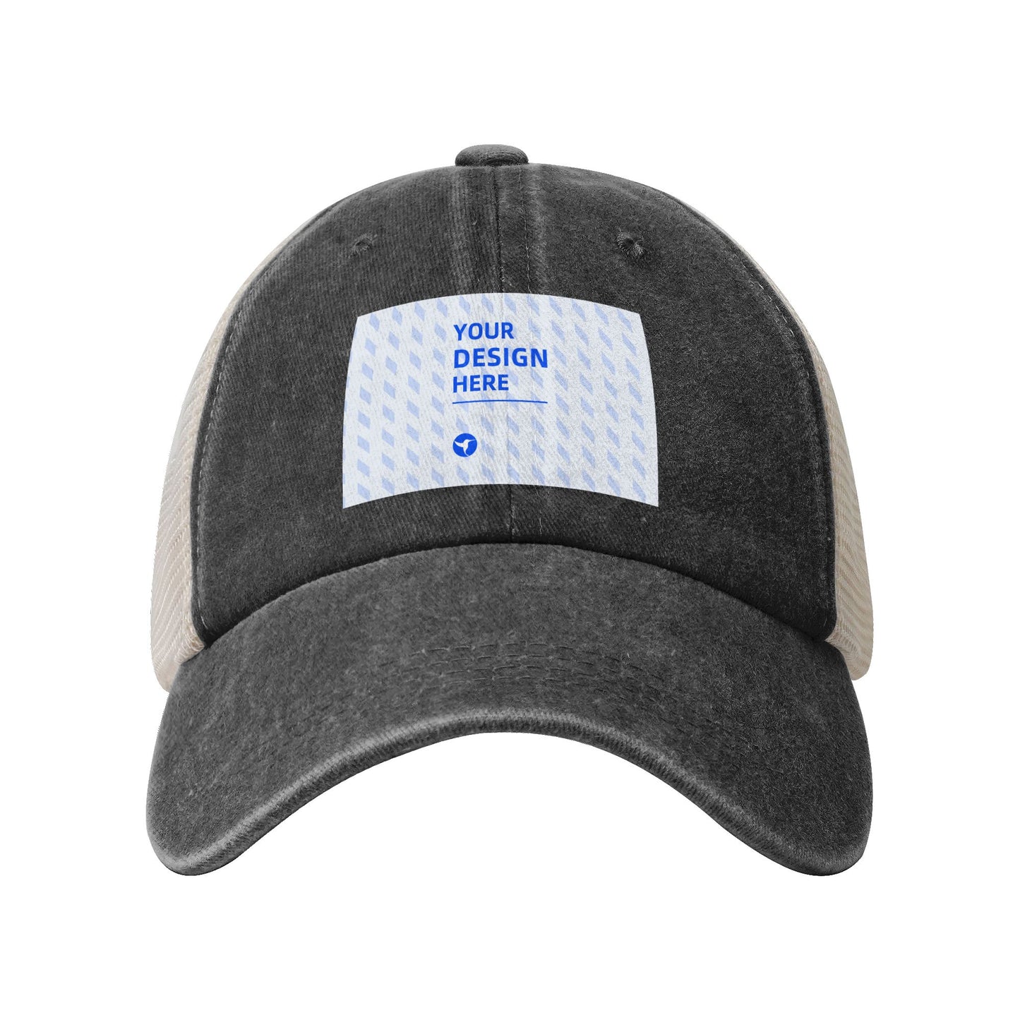Custom Washed Denim Trucker Hat with Your Logo - Personalized Mesh Back Baseball Cap - Custom DTF Print Graphic Cap for Men & Women