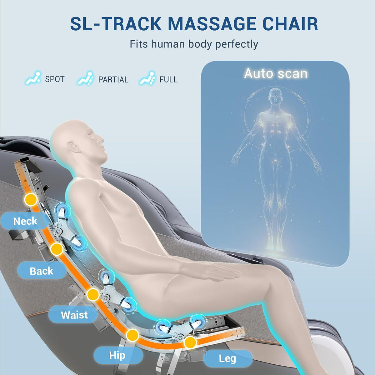 4D Massage Chair Full Body, 170° Flexible SL Track Shiatsu Massage Chairs with Zero Gravity, Bluetooth Speaker, Airbags & Heating, MC1650