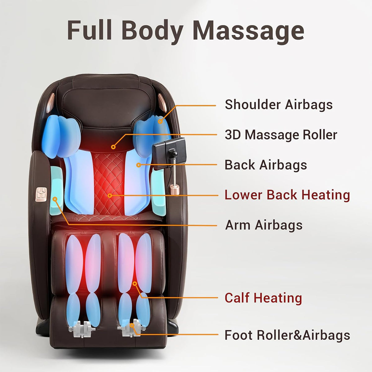 Massage Chair Full Body, Zero Gravity SL Track Heavy Duty Massage Recliner Chair with Heat, 12 Auto Modes for Home, M1612 Brown