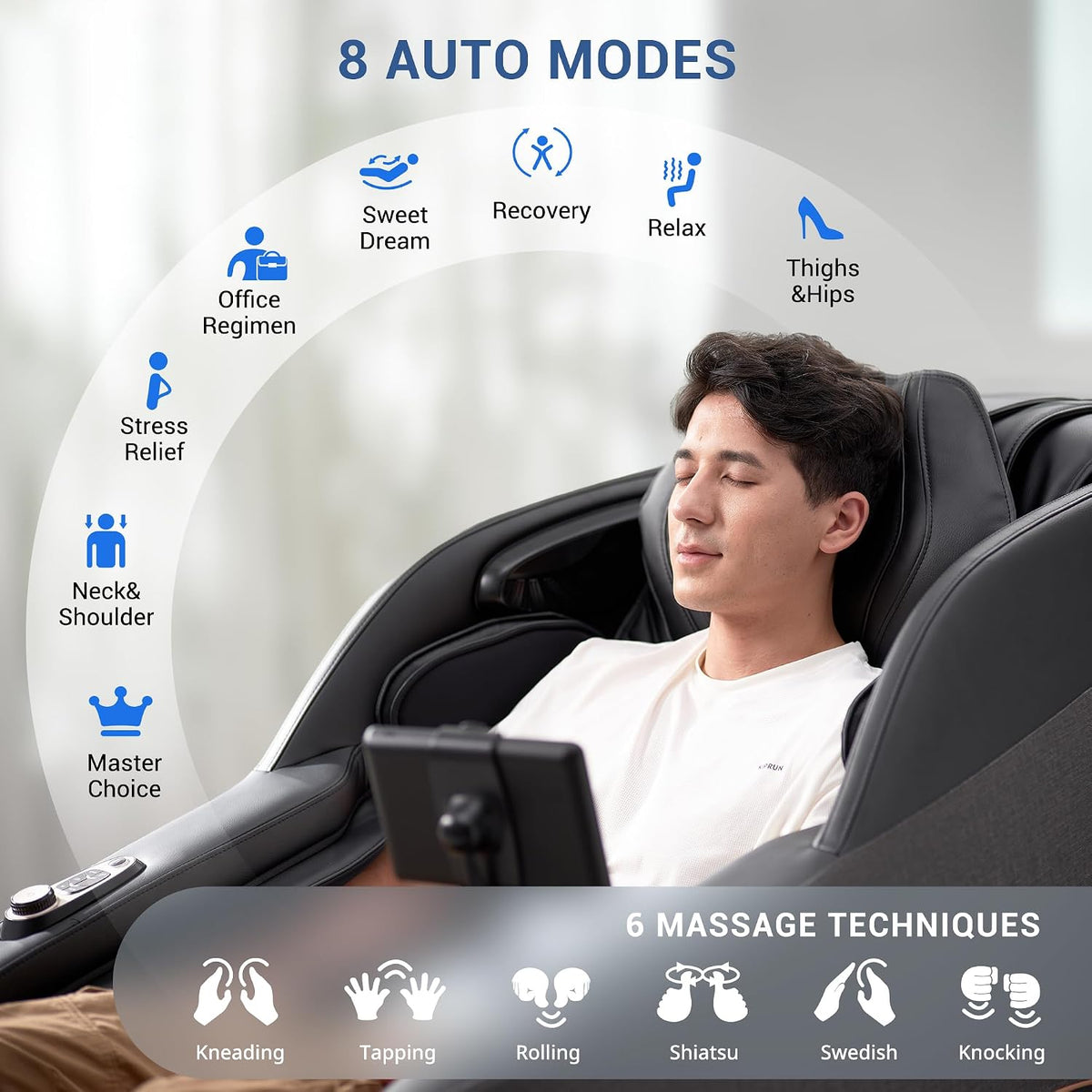 4D Massage Chair Full Body, 170° Flexible SL Track Shiatsu Massage Chairs with Zero Gravity, Bluetooth Speaker, Airbags & Heating, MC1650