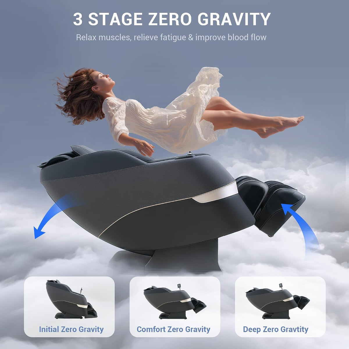 4D Massage Chair Full Body, 170° Flexible SL Track Shiatsu Massage Chairs with Zero Gravity, Bluetooth Speaker, Airbags & Heating, MC1650