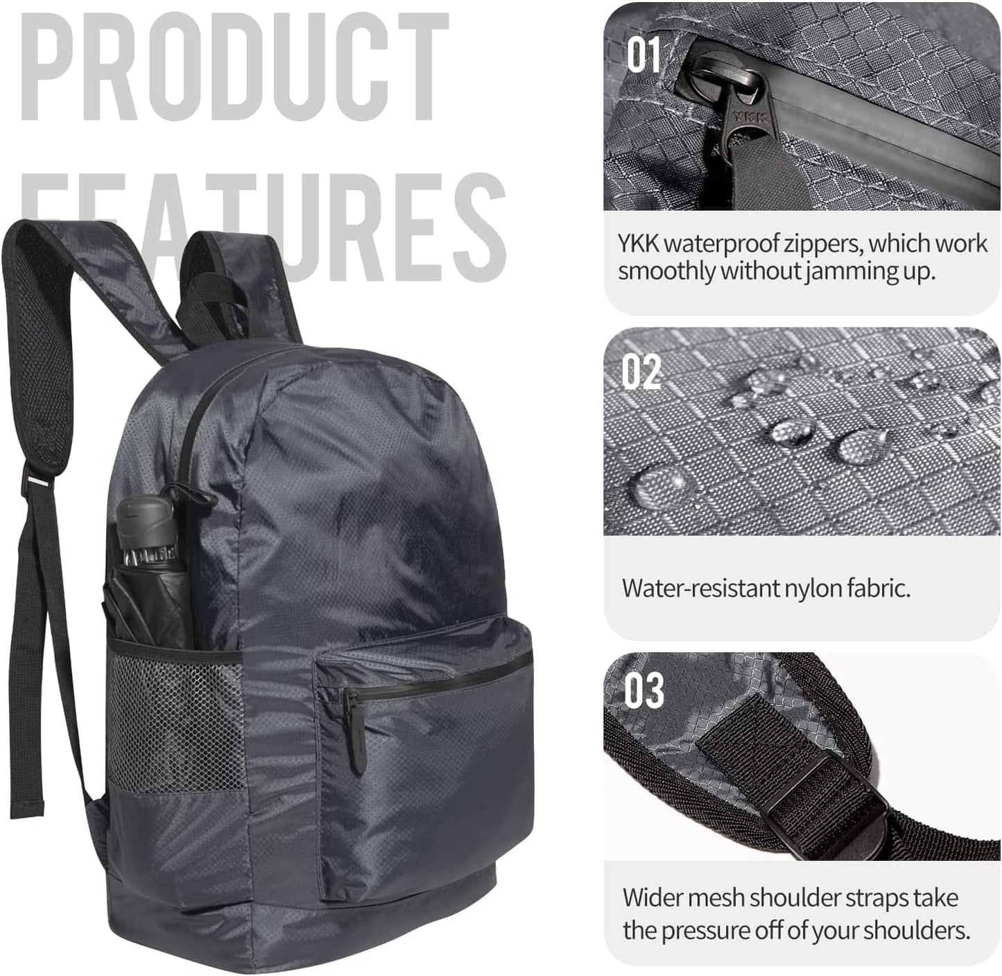 Custom Packable Backpack with Your Logo - Personalized Lightweight Foldable Daypack - Custom DTF Print Hiking & Travel Backpack
