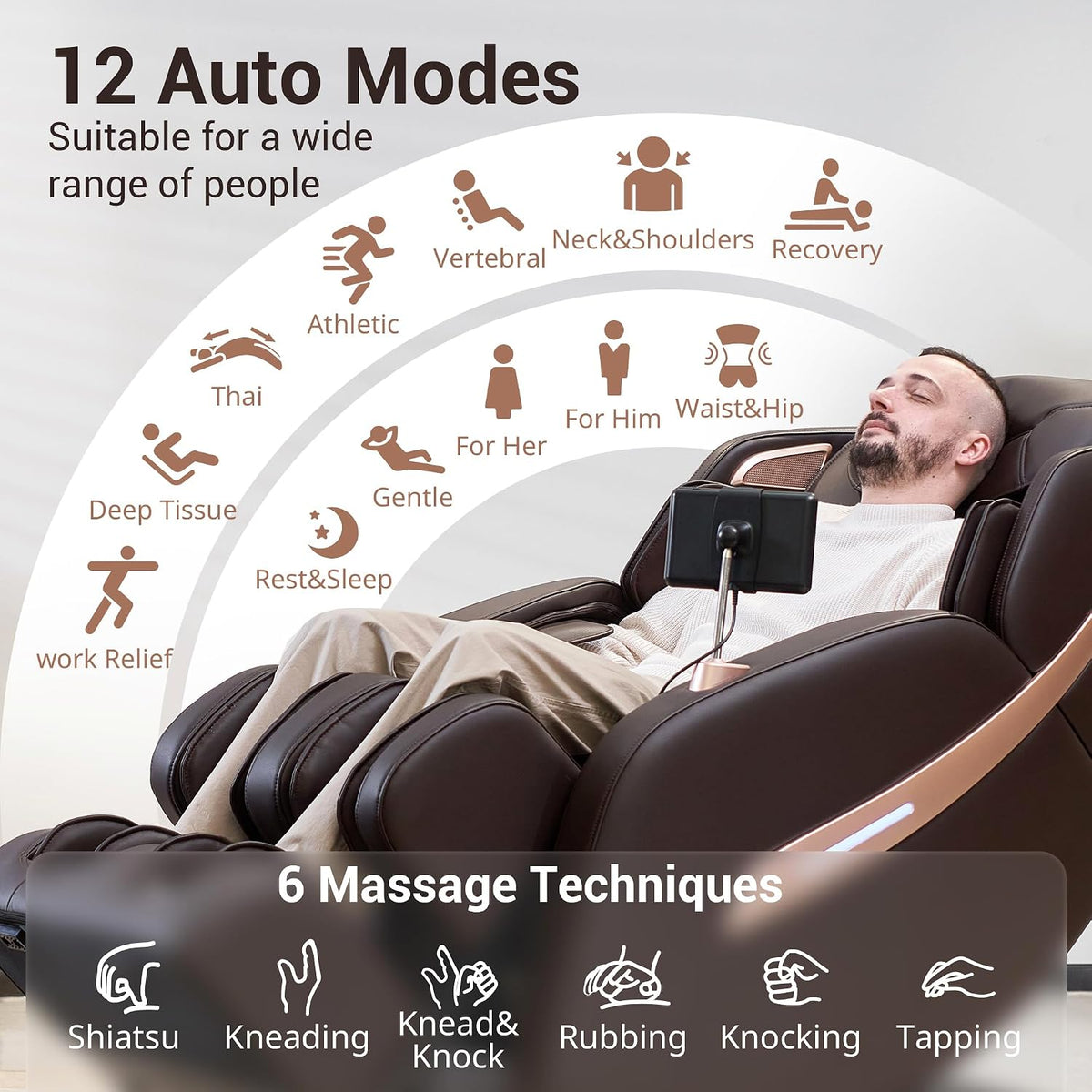 Massage Chair Full Body, Zero Gravity SL Track Heavy Duty Massage Recliner Chair with Heat, 12 Auto Modes for Home, M1612 Brown