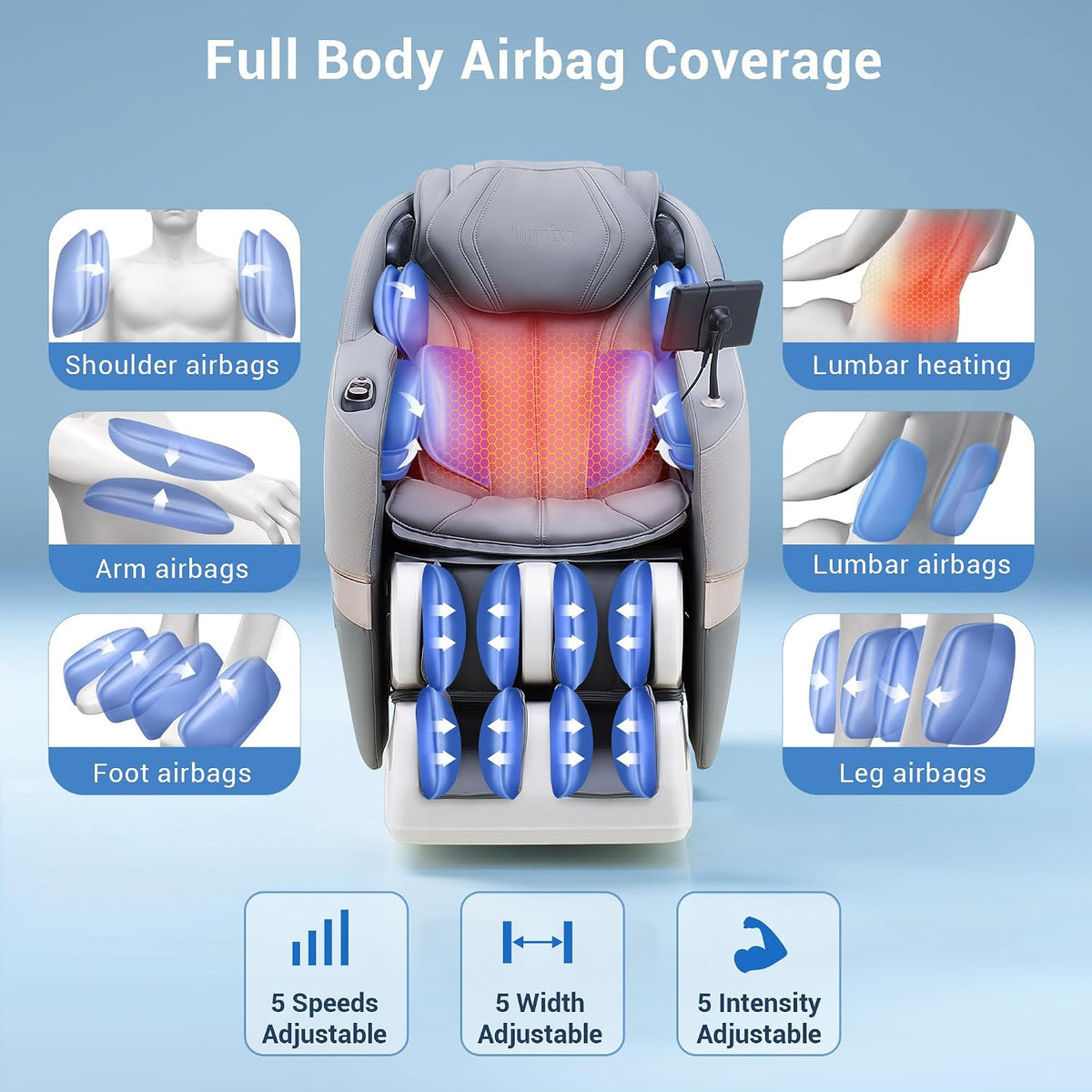 4D Massage Chair Full Body, 170° Flexible SL Track Shiatsu Massage Chairs with Zero Gravity, Bluetooth Speaker, Airbags & Heating, MC1650