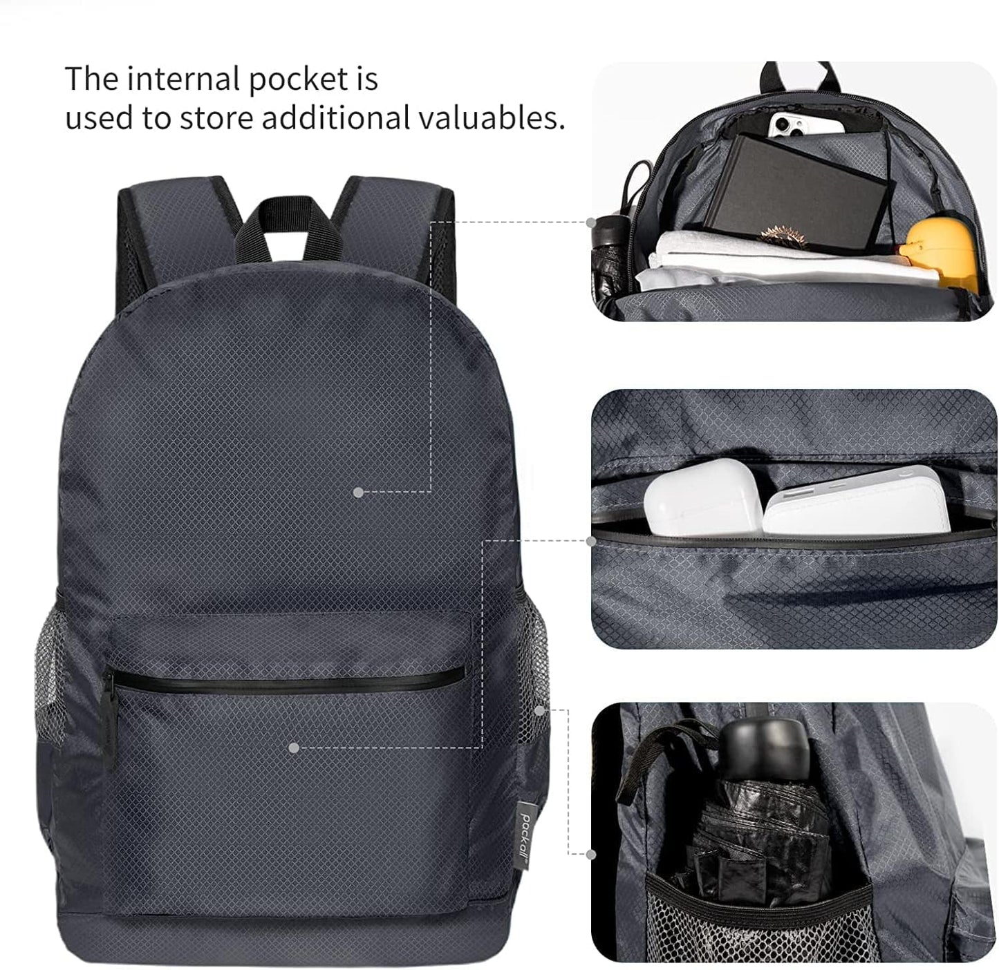 Custom Packable Backpack with Your Logo - Personalized Lightweight Foldable Daypack - Custom DTF Print Hiking & Travel Backpack