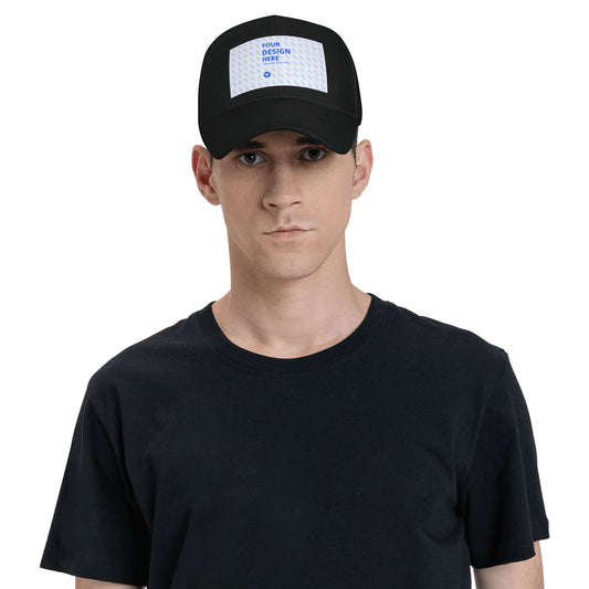 Custom Black Dad Hat with Your Logo - Personalized Curved Brim Baseball Cap - Custom DTF Print Graphic Cap for Men & Women