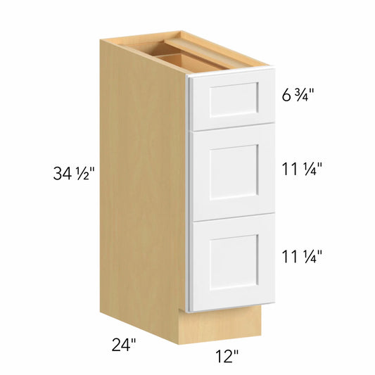 Allure Galaxy Frost 12"W 3 Drawer Base Cabinet | GF DB12