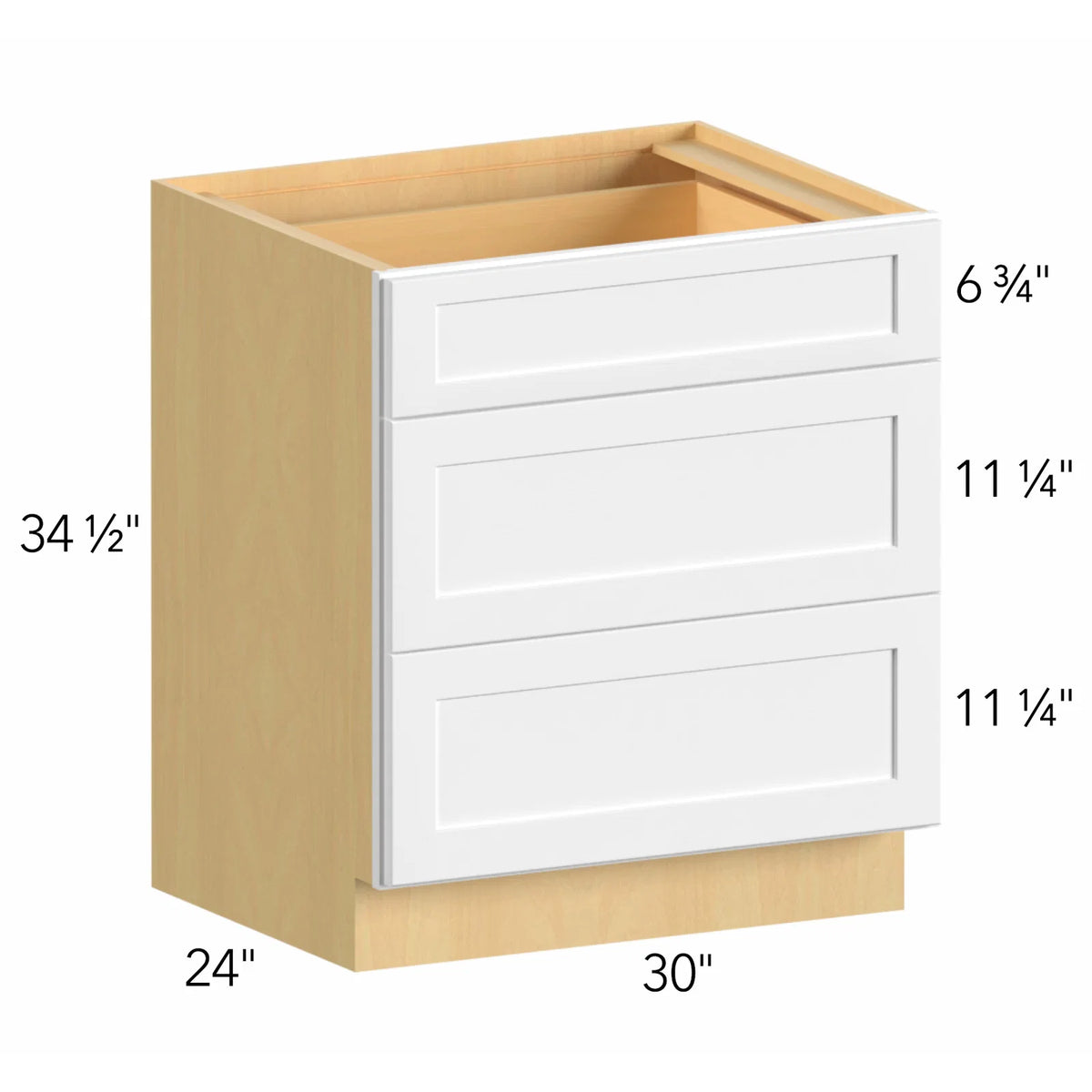 Allure Galaxy Frost 30"W 3 Drawer Base Cabinet | GF DB30