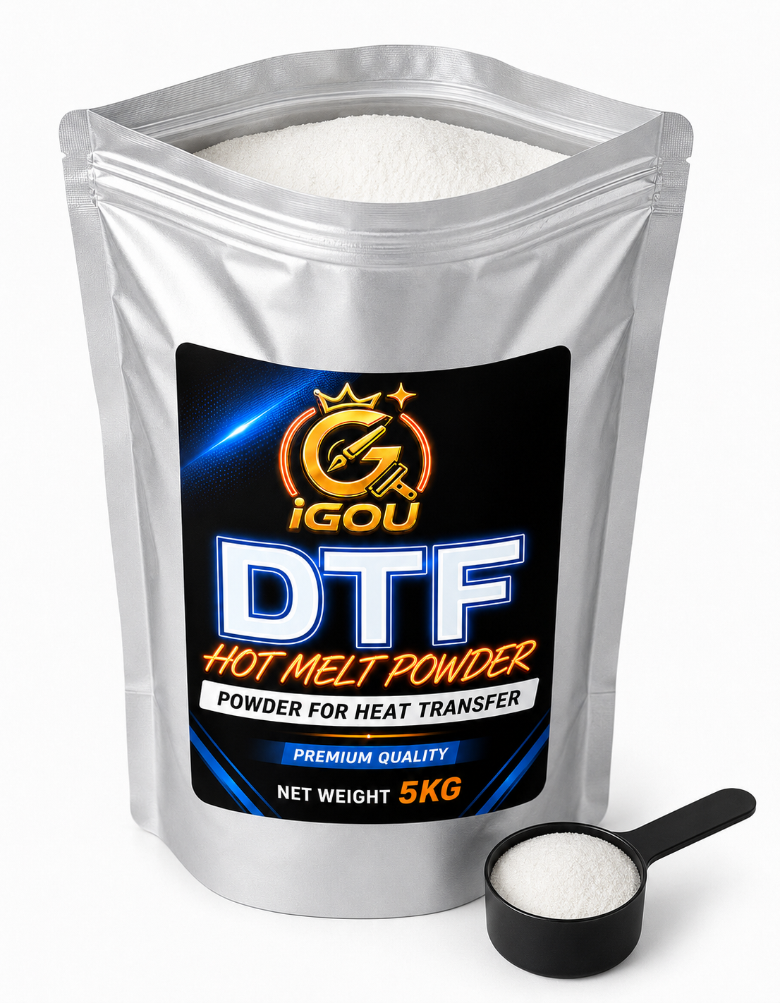 Premium DTF Powder 5KG (11 LBS) - White Hot Melt Adhesive TPU Powder for DTF Printers & Heat Transfer Film - High Stretch, Soft Hand Feel & Washable