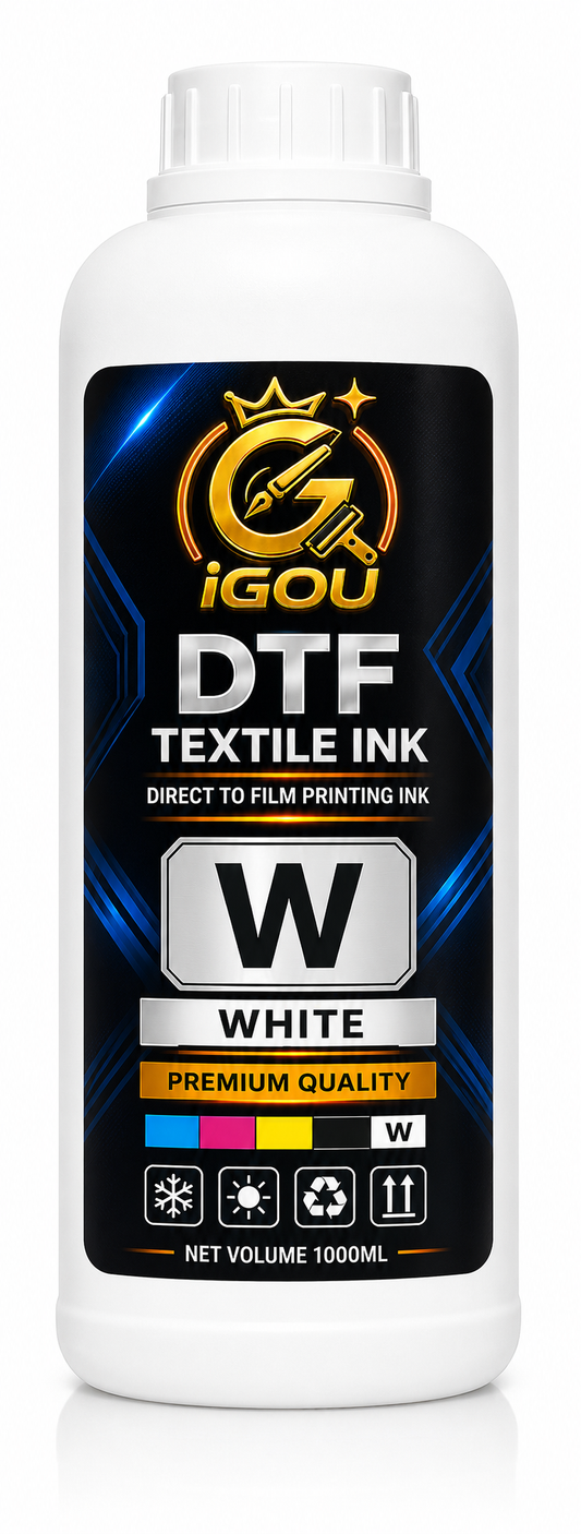 Premium DTF Ink Refill Bottles - High Saturation Water-Based Textile Ink for Direct Transfer Film Printers - White, CMYK Set for A3 A4 DTF Desktop & Industrial Printers