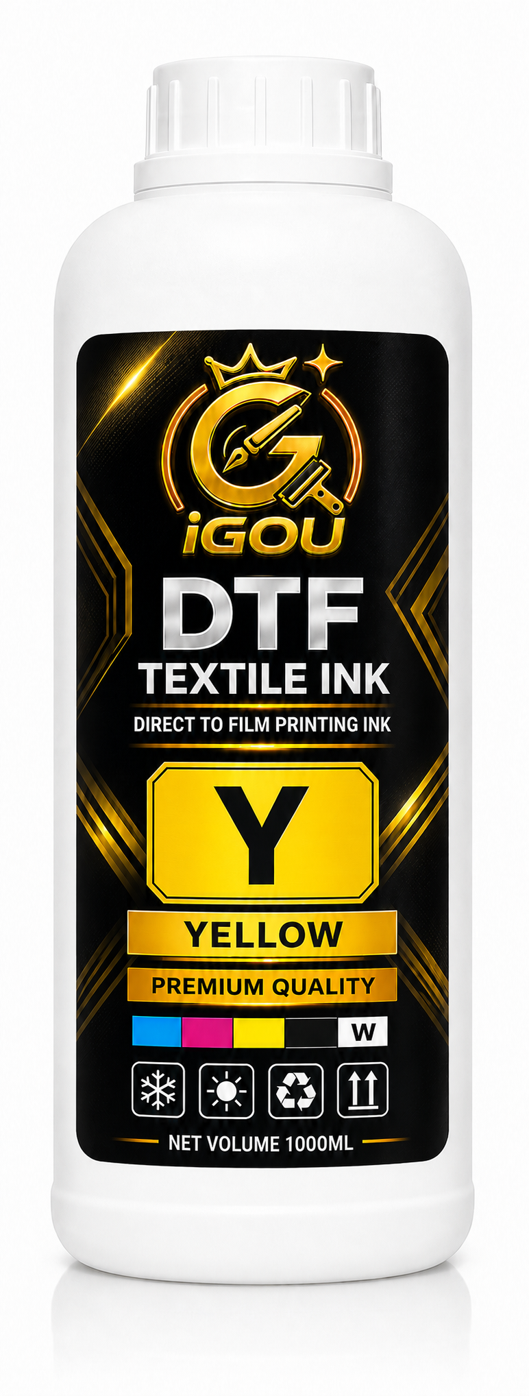 Premium DTF Ink Refill Bottles - High Saturation Water-Based Textile Ink for Direct Transfer Film Printers - White, CMYK Set for A3 A4 DTF Desktop & Industrial Printers