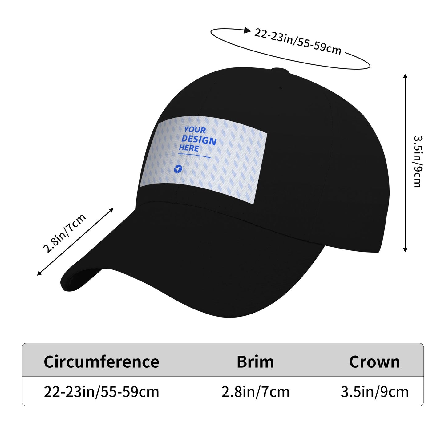 Custom Black Dad Hat with Your Logo - Personalized Curved Brim Baseball Cap - Custom DTF Print Graphic Cap for Men & Women