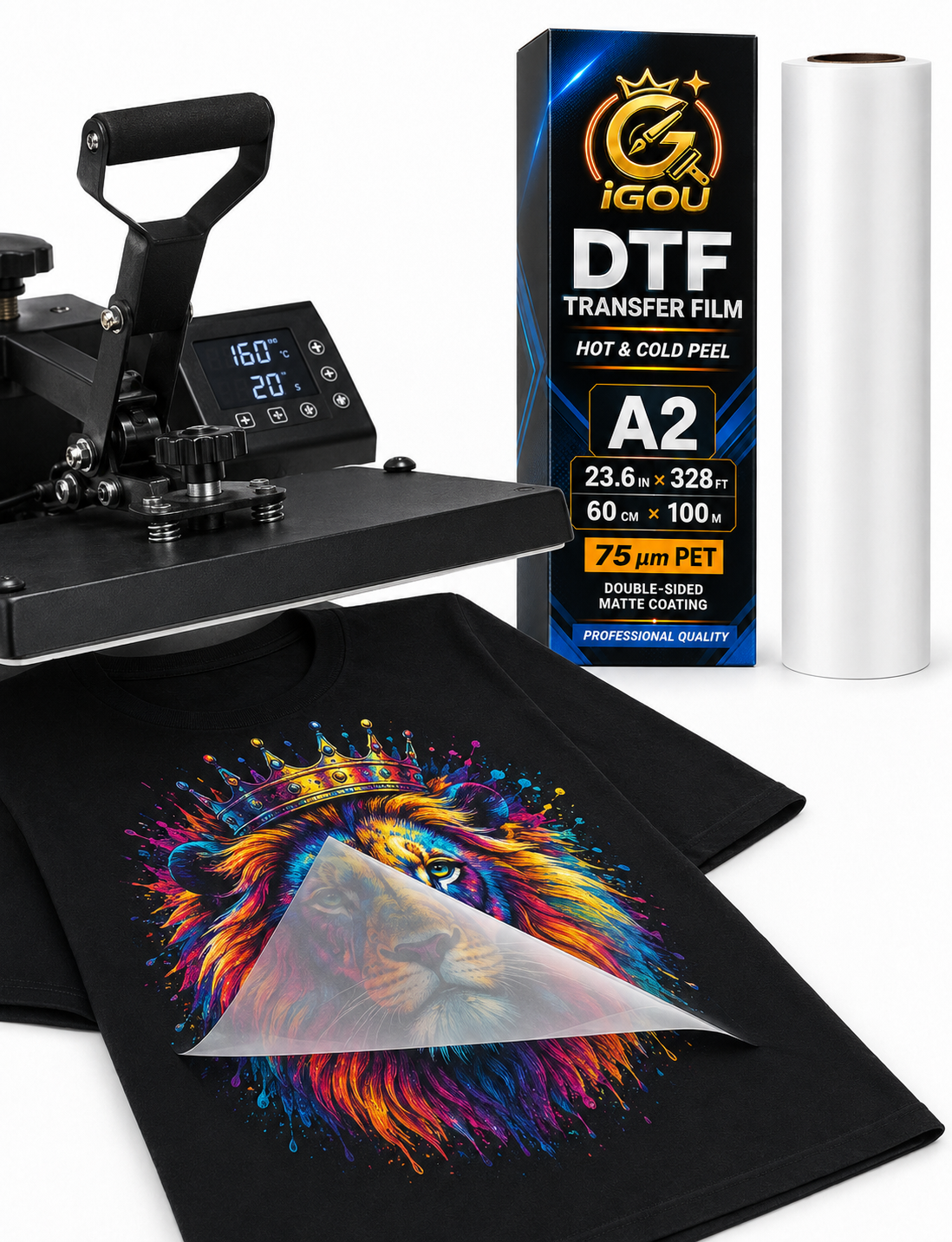 Premium DTF Transfer Film - Double Sided Matte PET Film for Direct Transfer Film Printing - Clear Print, High Ink Absorption & Easy Peel (A3 / A4 / 24" Roll)